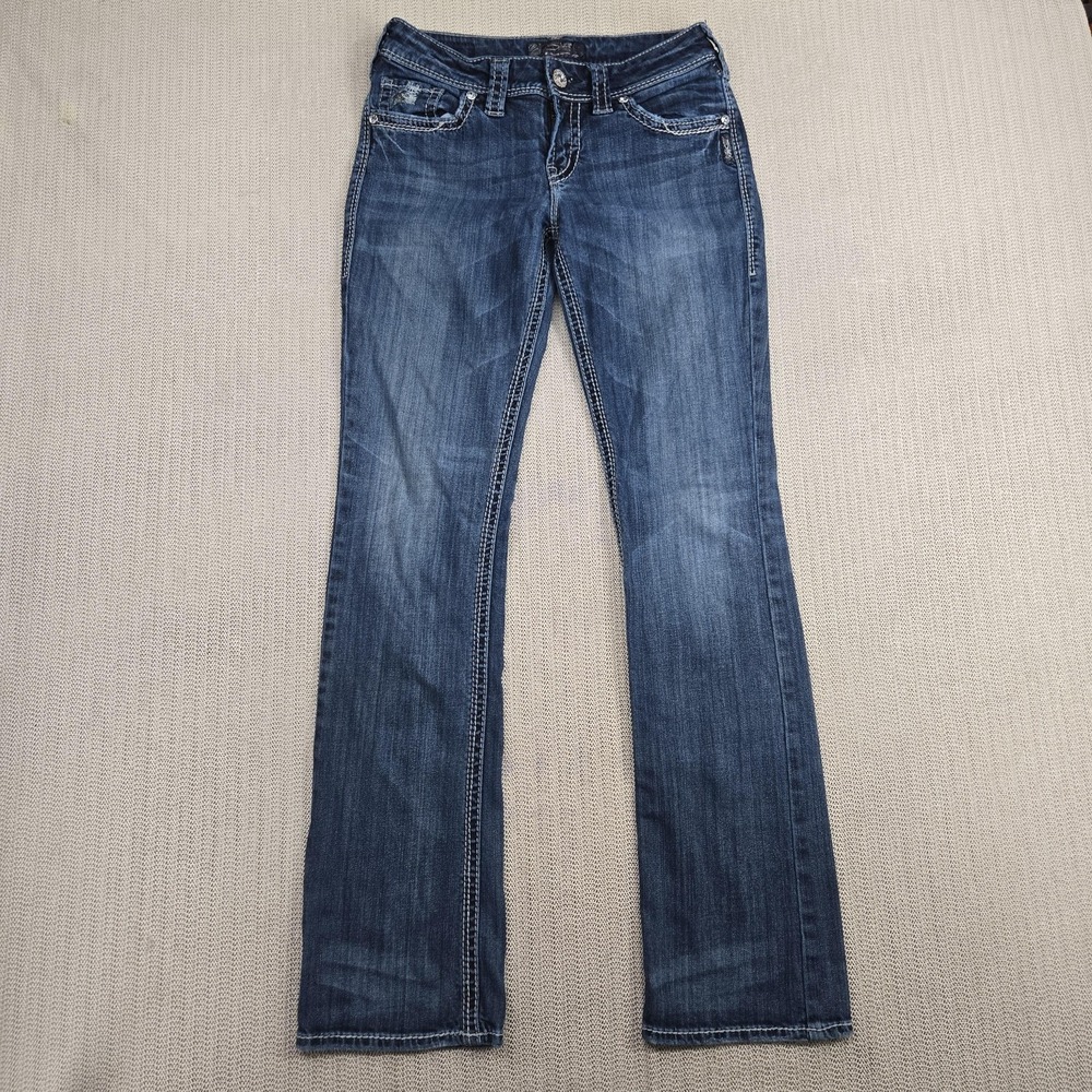 Silver Jeans Womens 28 Blue Suki Flap 17 Bootcut Medium Wash Denim Stretch